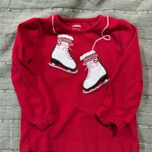 Gymboree Red Long Sleeve Shirt with Ice Skates